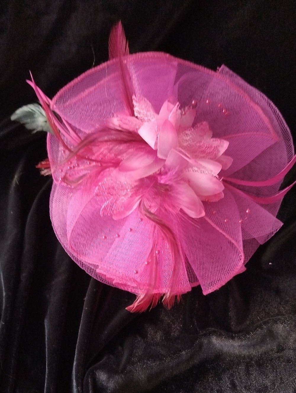Pink Floral Feather Fascinator Hat - Women Accessories
